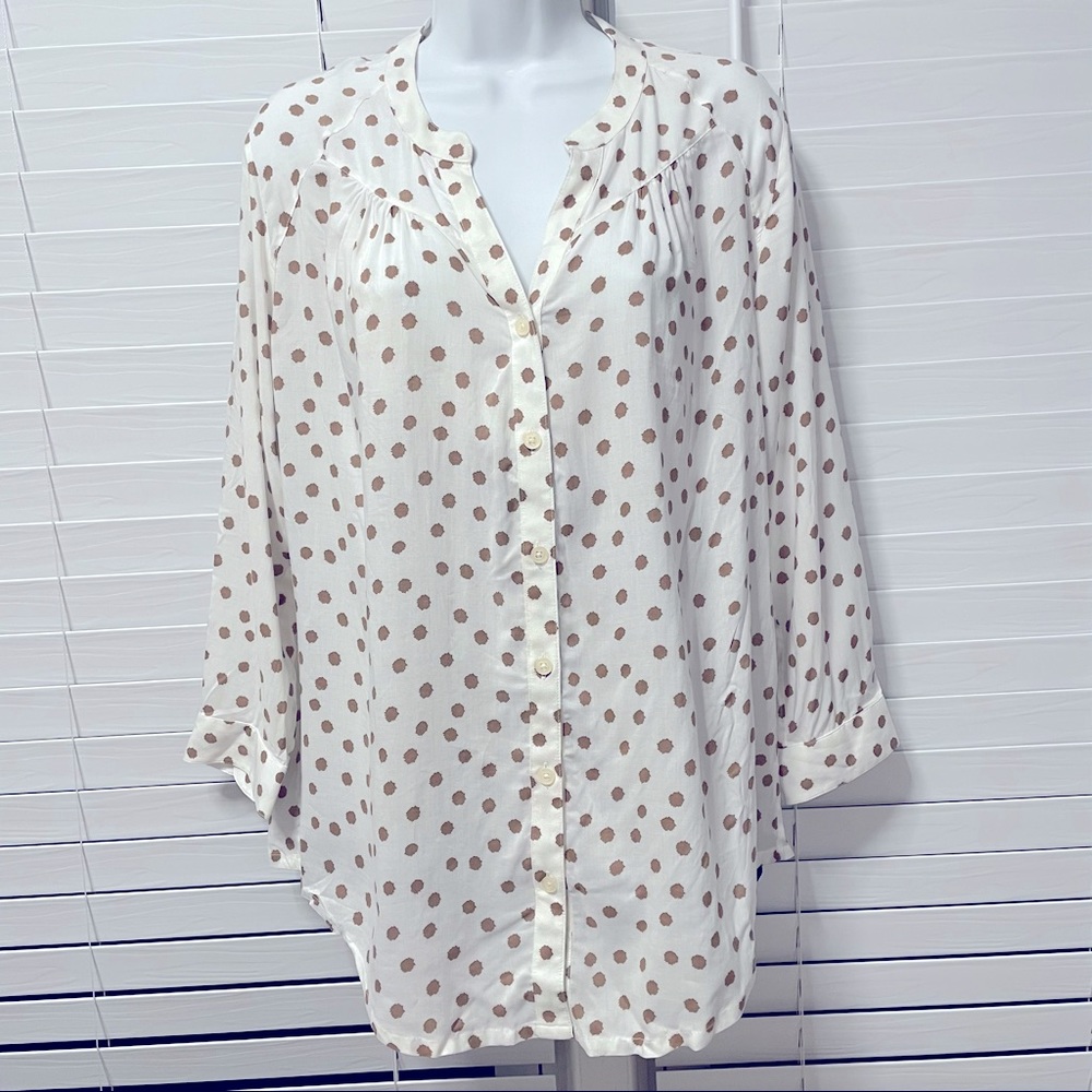 MAEVE By Anthropologie Botton Down Polka Dots Top Blouse Size M